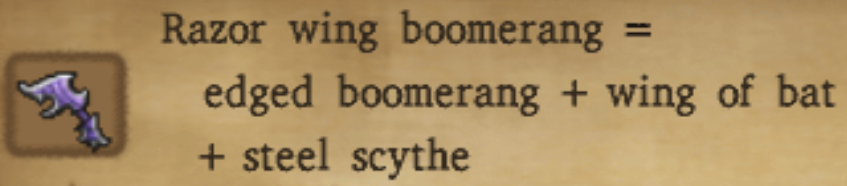 Razor Wing Boomerang has Alchemy Recipes